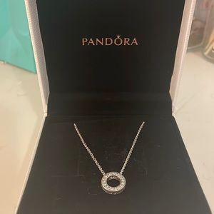 Pandora Silver Pave Open Circle Necklace